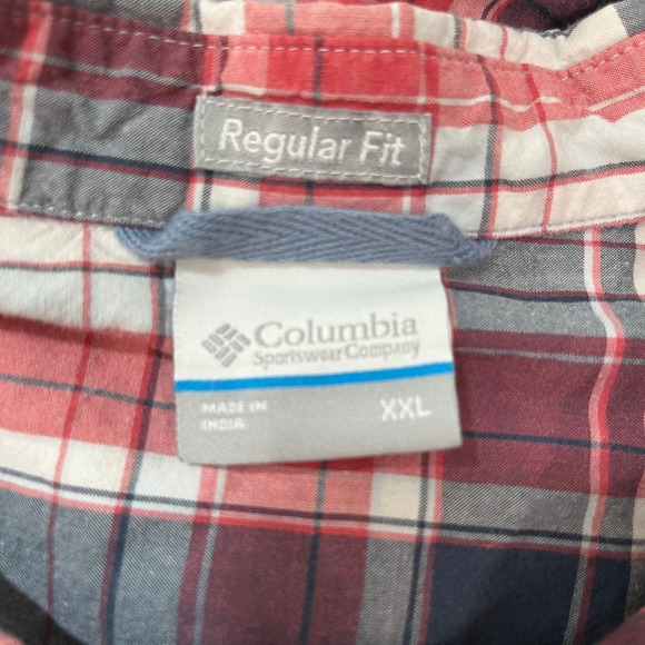 Columbia Shirt Mens Size XXL Red Gray Plaid Short Sleeves Regular Fit Button Up - Picture 6 of 10
